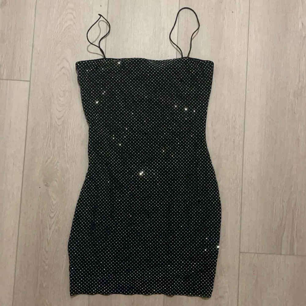 AKIRA black rhinestone mini dress